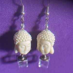 Buddha Hanging Earrings French Wire - New Old Stock
